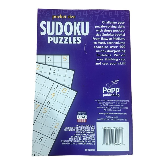 Kapp Pocket Size Sudoku Volume 8 Puzzle Book NWT - Picture 2 of 3